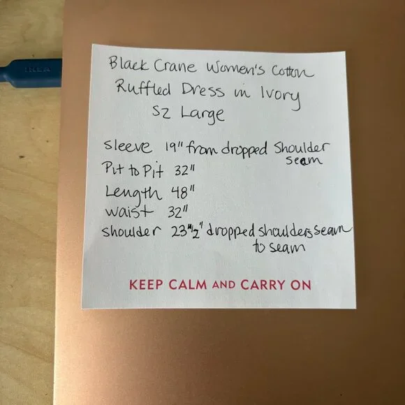 Black Crane NWT Women's Cotton Ruffled Dress in Ivory Sz L - Picture 11 of 11